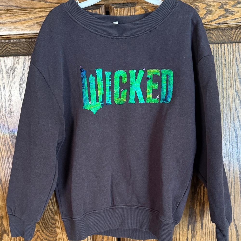 Charcoal black Sweatshirt with iridescent Sequin 'Wicked' Design